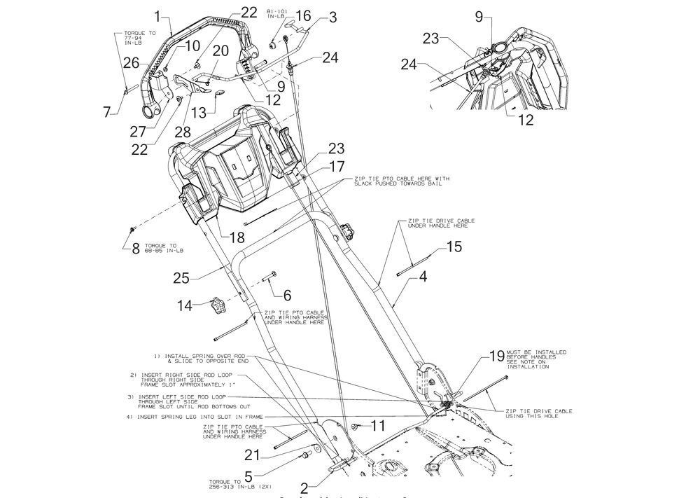 Handle Diagram and Parts List for CC600 (12ACW62R709)(2017) Cub Cadet Lawn Mower